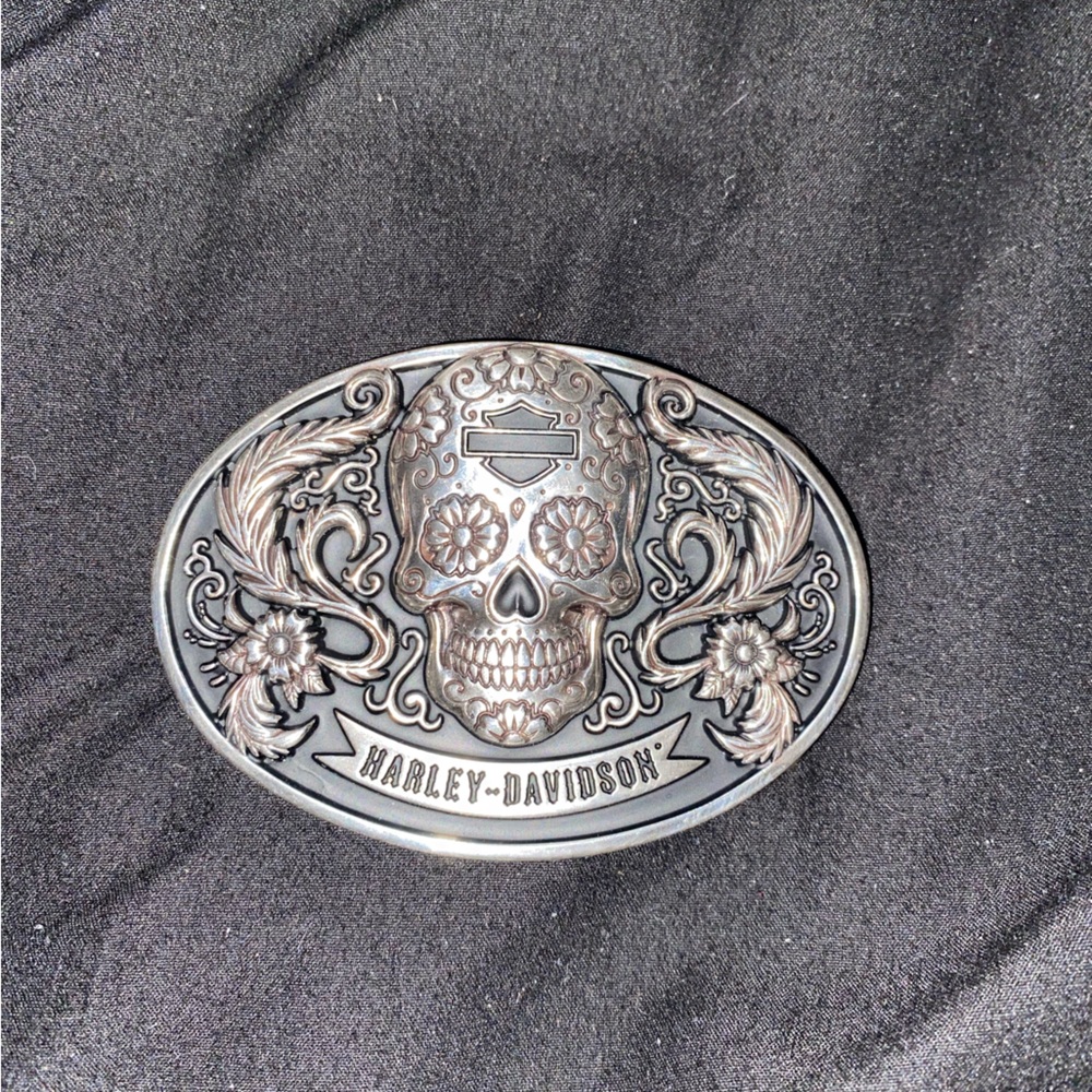 Silver Harley Davidson sugar skull belt buckle never used
